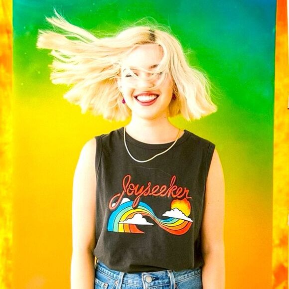 NWT Sleeveless Band.do Joyride Gray Rainbow Tank Top Size XS - Picture 1 of 5